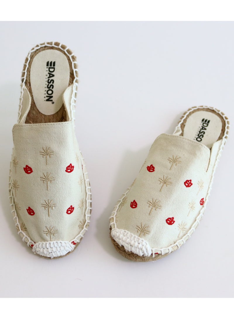 Dasson Embroidered Palm Paradise Espadrille (Bone White)  - Image 2