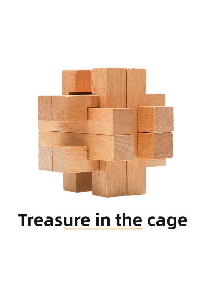 Classical Children's Educational Wooden Toy Blind Box Kongming Lock Luban Lock Adult Decompression Parent-Child Interactive Unlock Game