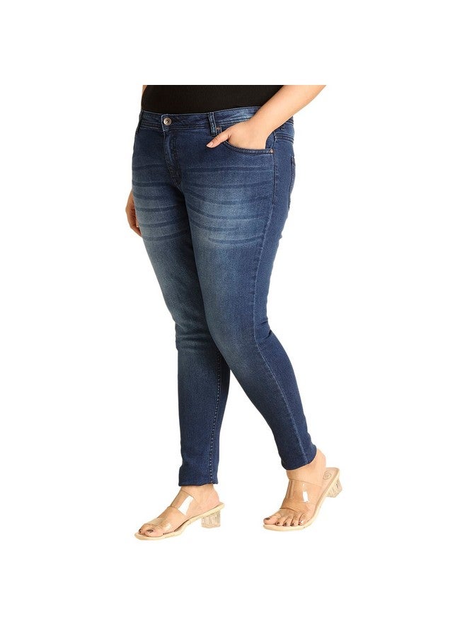 HIGH STAR Women's Slim Fit Plus Jeans (HSWJNSXL819_Blue_44) - Image 2