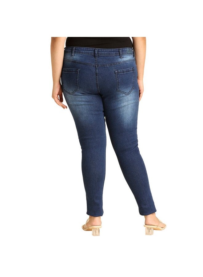 HIGH STAR Women's Slim Fit Plus Jeans (HSWJNSXL819_Blue_44) - Image 4