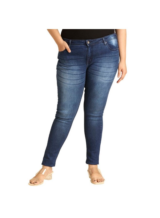 HIGH STAR Women's Slim Fit Plus Jeans (HSWJNSXL819_Blue_44) - Image 1