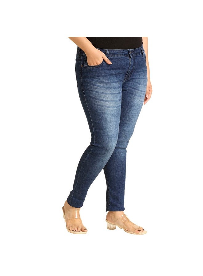 HIGH STAR Women's Slim Fit Plus Jeans (HSWJNSXL819_Blue_44) - Image 3