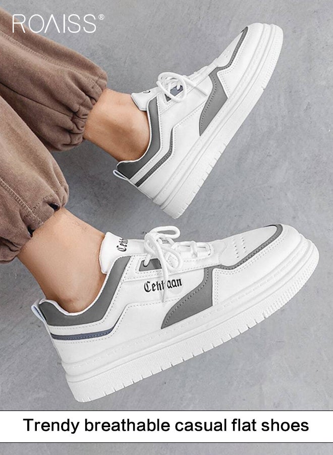 roaiss Letter Pattern Chunky Sports Shoes for Men Soft Sole Lightweight Shock Absorption Training Skateboard Shoes Mens Anti Slip Breathable Wear Resistant Outdoor Sneakers Colorblock Sneakers - Image 4