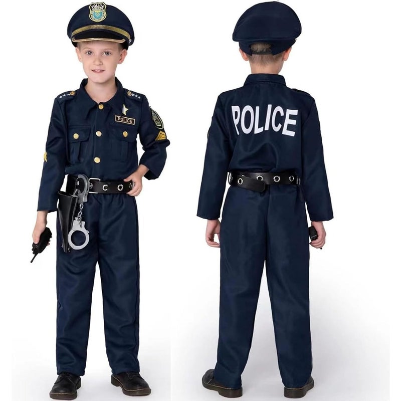 Police Cosutme for,Police Officer Costume Uniform Set with Accessories for Halloween Costume for Boys Girls, Halloween Costume - Image 2