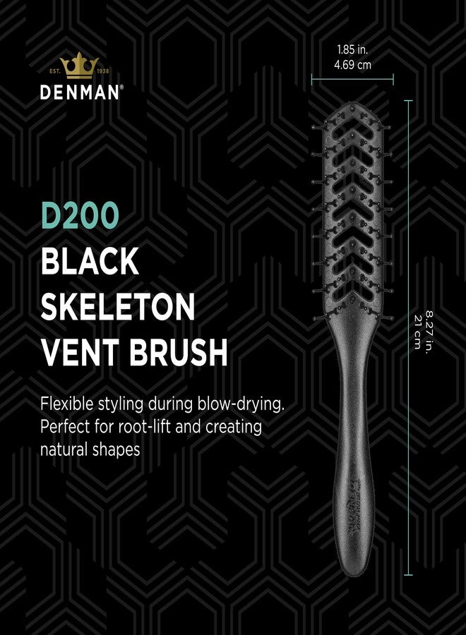 Denman Flexible Vent Brush D200 - Detangling Brush With Lightweight Grip & Control - Perfect For Styling During Blow-Dry & Detangling Wet & Dry Hair - Black (Pack of 1) - Image 2