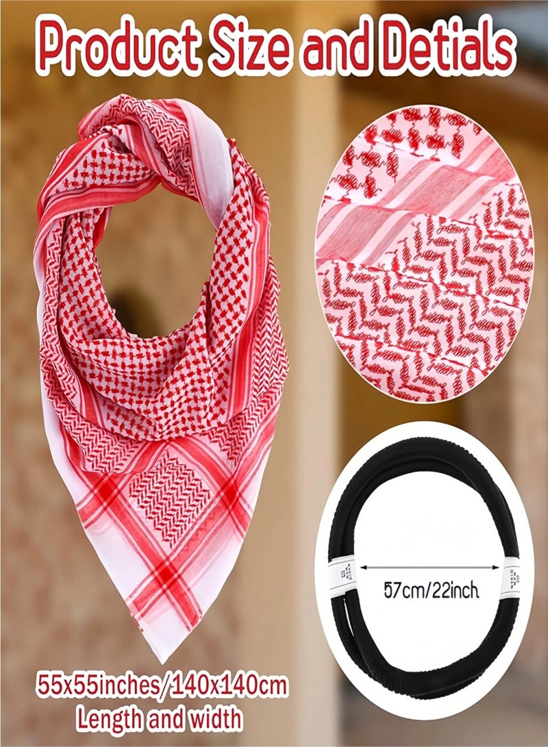 Zylo Men Arab Head Scarf Muslim Head Wrap Keffiyeh Middle Eastern Traditional Turban Headwear Shawl Arafat Scarf Shemagh - Image 2