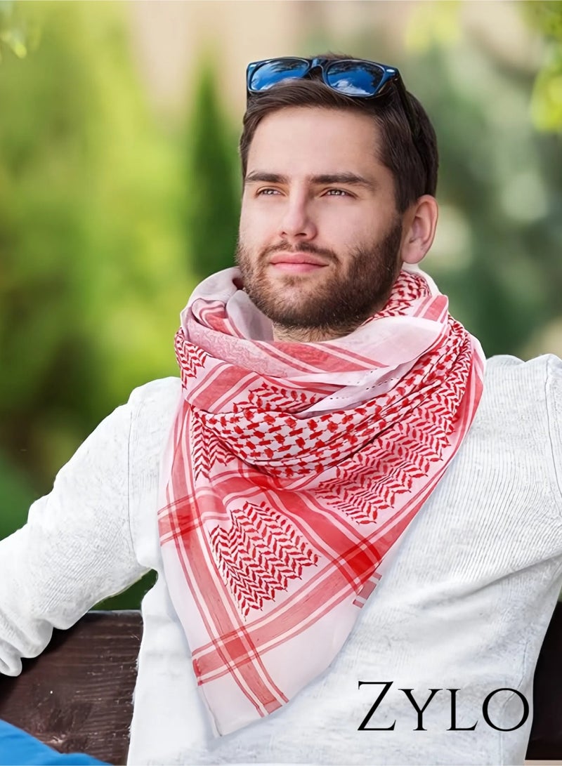 Zylo Men Arab Head Scarf Muslim Head Wrap Keffiyeh Middle Eastern Traditional Turban Headwear Shawl Arafat Scarf Shemagh - Image 5
