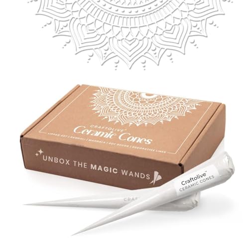 Craftolive Ceramic Cones White Paste for Arts & Crafts, Lipan Art and Decorative Purposes (Artist Friendly), Pack of 6 Cones - Image 1