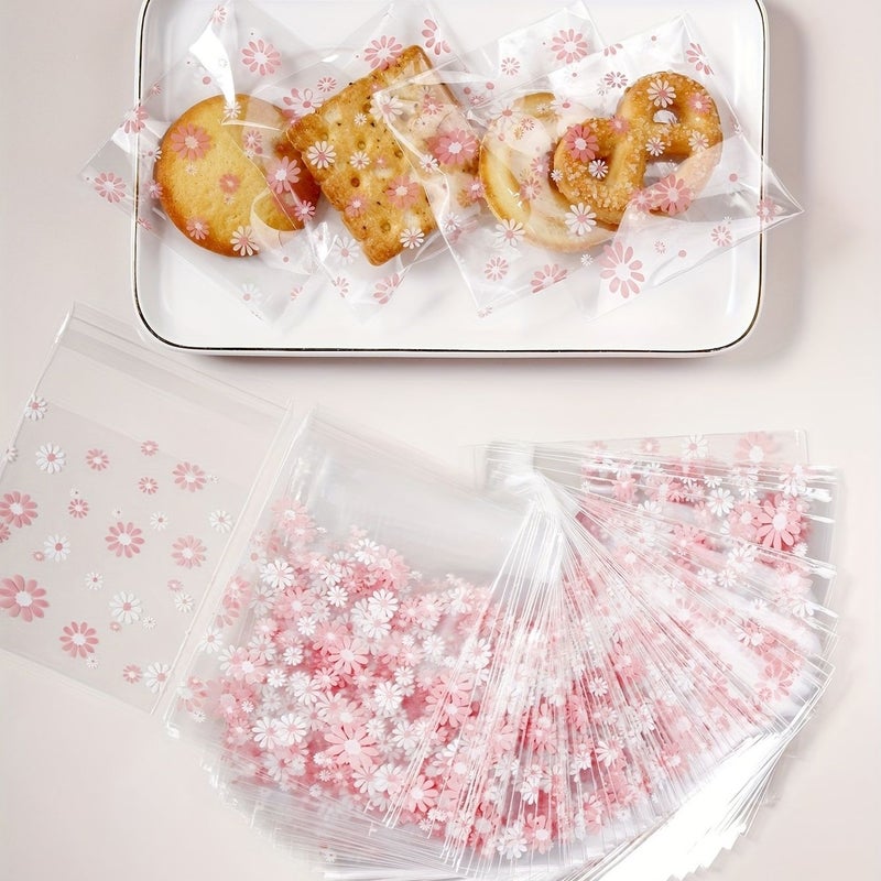 100pcs Pink Flower Biscuit Candy Packaging Bag Kitchen Supplies - Image 2