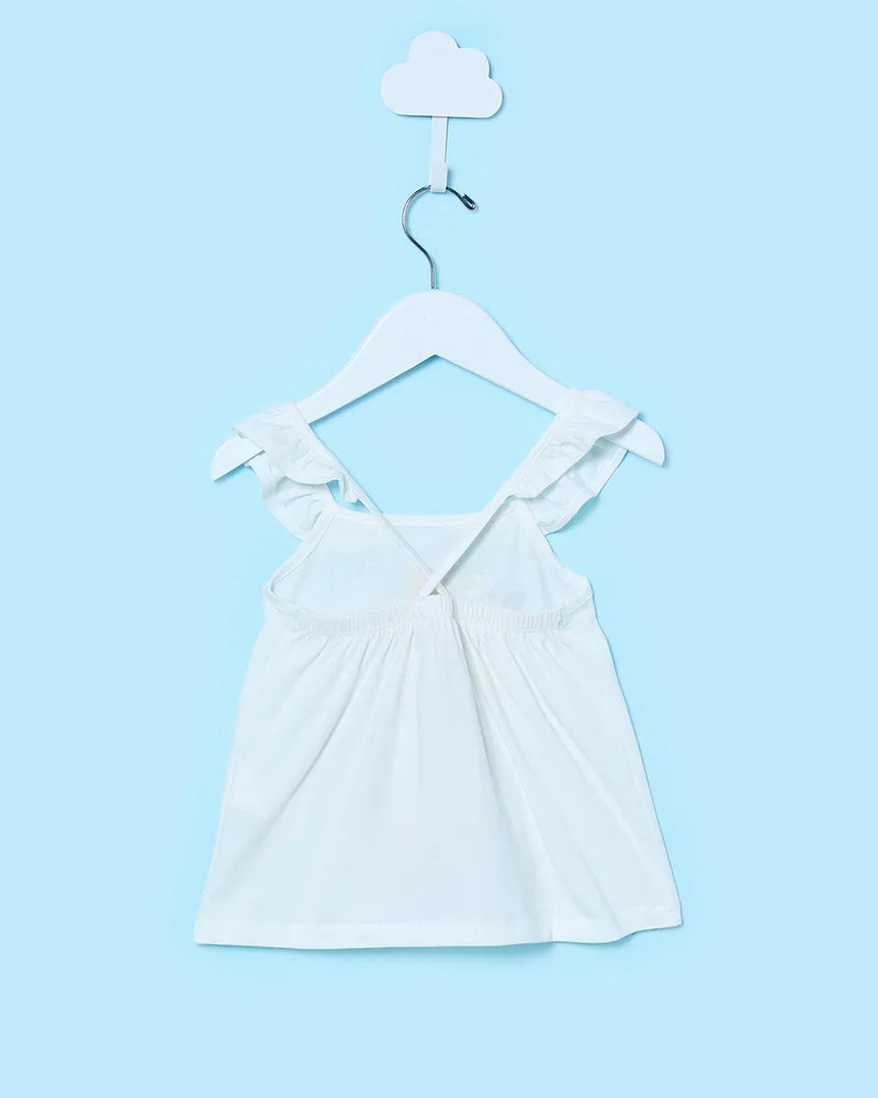 REDTAG Infant Girls White Floral Printed Top