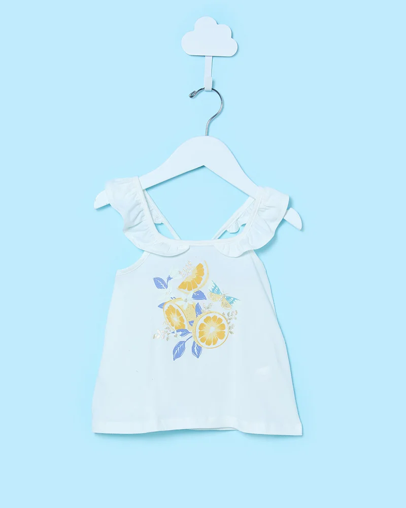 REDTAG Infant Girls White Floral Printed Top