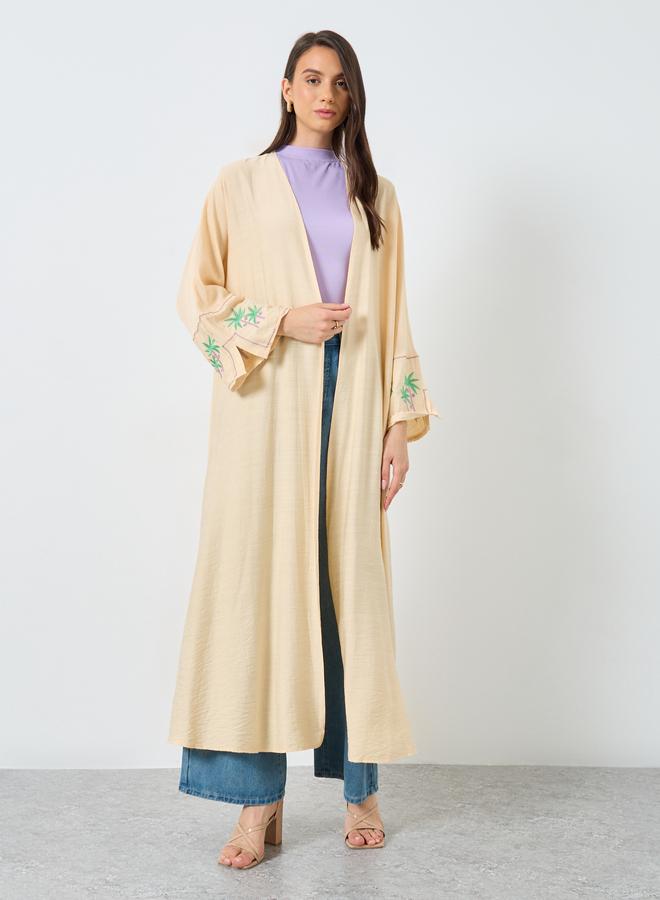 Take Two Embroidery Sleeve Open Front Abaya - Image 2