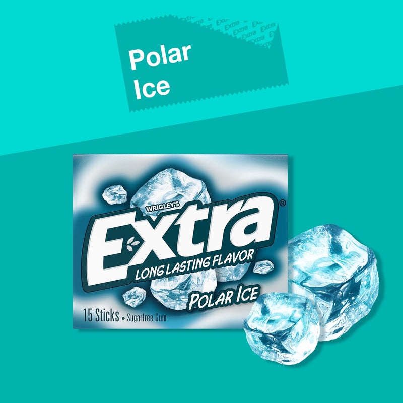 EXTRA Polar Ice Chewing Gum Packs, Sugar Free Gum in Bulk for Fresh Breath, 15 Sticks - Image 2