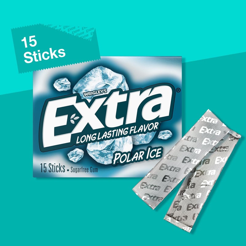 EXTRA Polar Ice Chewing Gum Packs, Sugar Free Gum in Bulk for Fresh Breath, 15 Sticks - Image 3