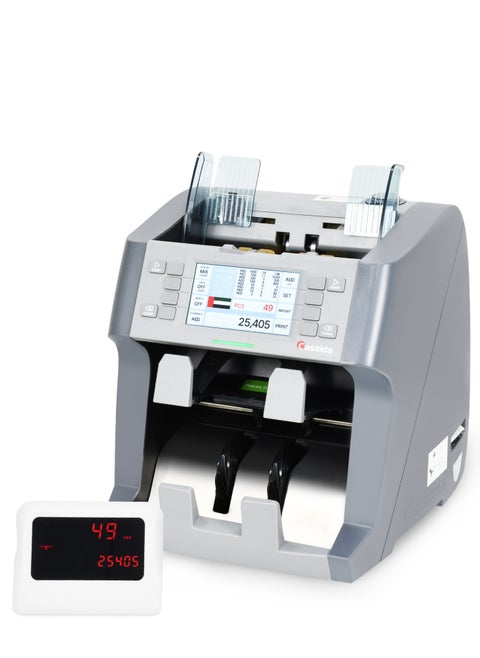 Cassida Neo Max 30 currencies 2-pocket mix value discriminator Cash counting machine sorter counter detector (NEO MAX) with Cassida Cover Updated with NEW UAE Currencies (5-10-50-500-1000)