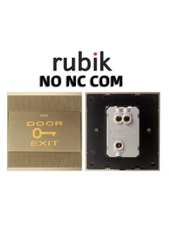 Rubik Door Exit Push Button K9 Control Switch (Luxury Gold), Flame-retardant Panel Output NO/NC/COM for Access Control Door Release and Electronic Locks  - Image 2