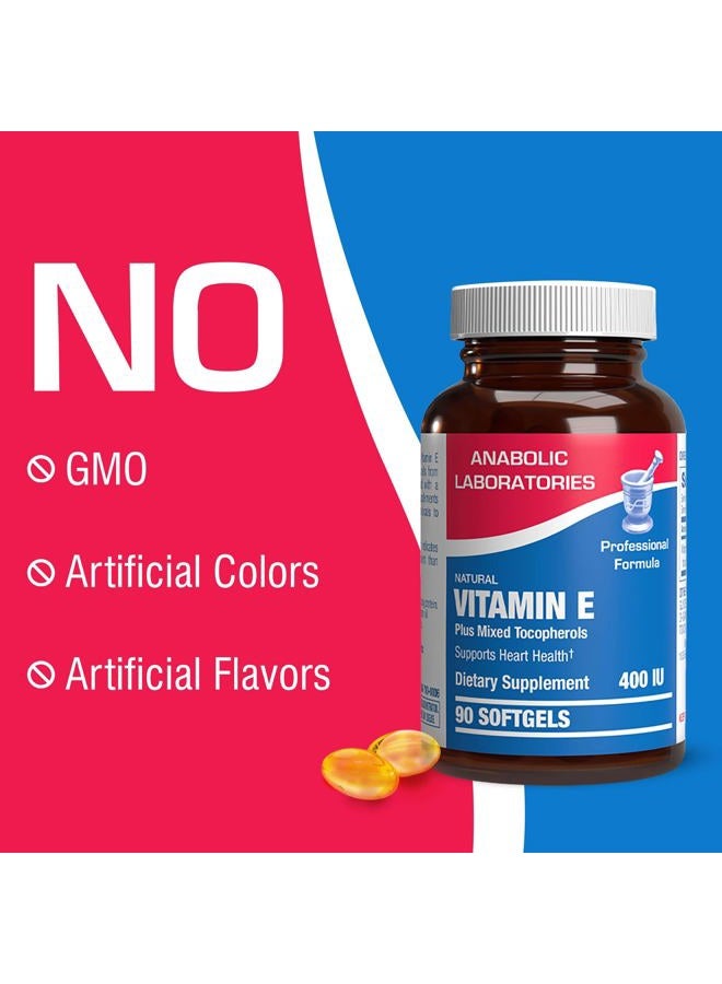 Anabolic Laboratories Vitamin E 400 IU Softgels - Clinical Formula Natural Vitamin E Supplement Complex with d-Alpha Tocopherol & Mixed Tocopherols for Hair Skin & Nails Plus Antioxidant Immune Support - 90 Servings - Image 5