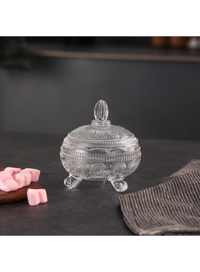Royalford Multipurpose Glass Candy Jar- RF12796/ Elegant and Sleek, Durable and Long-Lasting Construction/ 12.5(d)x14 cm, Storage Box with Clear Lid and Body clear 300ml - Image 2