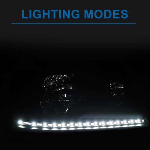 Fullux Headlights for 2004-2008 Ford F150 / 2006-2008 Lincoln Mark LT Pair Front Lights w/LED Running LIghts Replacement Headlamps Black Housing Amber Reflector - Image 2