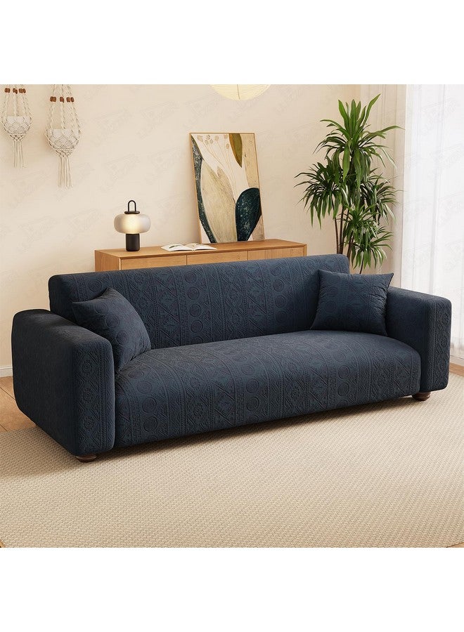 Lukzer 4 Seater Pastel Marine Blue Tribal Pattern Sofa Cover | 240 GSM Universal Stretch Fit Jacquard Fabric Couch Protector | Fully Covered Anti Slip & Washable Sofa Cover (230-300cm/SC-136-04) - Image 1