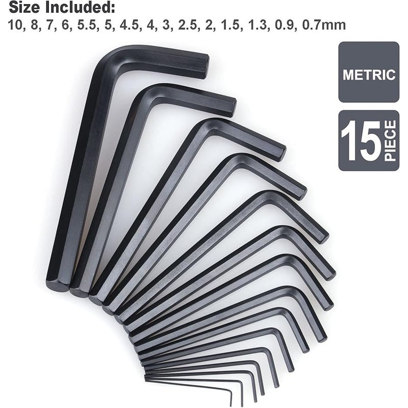 EFFICERE 30-Piece Premium Hex Key Allen Wrench Set, SAE and Metric Assortment, L Shape, Chrome Vanadium Steel, Precise and Chamfered Tips | SAE 0.028-3/8 inch | Metric 0.7-10 mm | In Storage Case - Image 3