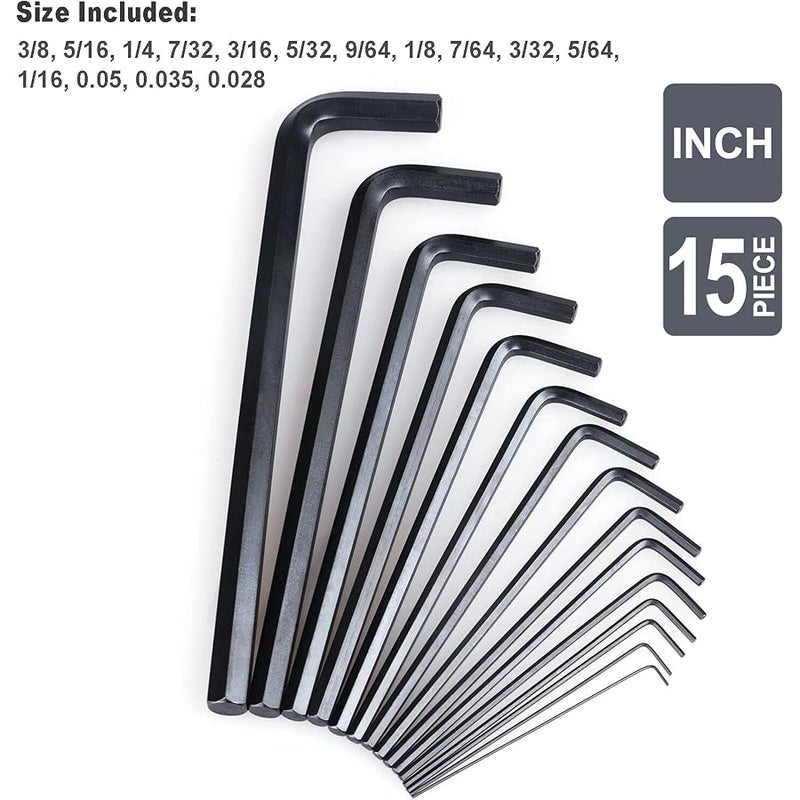 EFFICERE 30-Piece Premium Hex Key Allen Wrench Set, SAE and Metric Assortment, L Shape, Chrome Vanadium Steel, Precise and Chamfered Tips | SAE 0.028-3/8 inch | Metric 0.7-10 mm | In Storage Case - Image 2