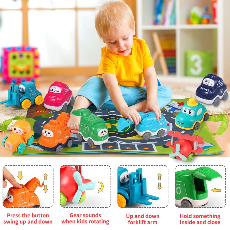 ALASOU 9 PCS Baby Cranes Car Toys with Playmat/Storage Bag|1st Birthday Gifts for Toddler Toys Age 1-2|Baby Toys for 1 2 Year Old Boy|1 2 Year Old Boy Birthday Gift for Infant Toddlers - Image 3