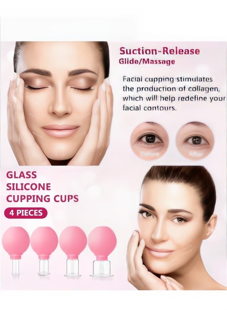 Changer 4 PCS Glass Facial Cupping Set, Cupping Therapy Set For Face,Body, Face Massage Kit For Anti Cellulite, Anti Wrinkle and Instantly Ageless Skin for Eyes, Face and Body - Image 2