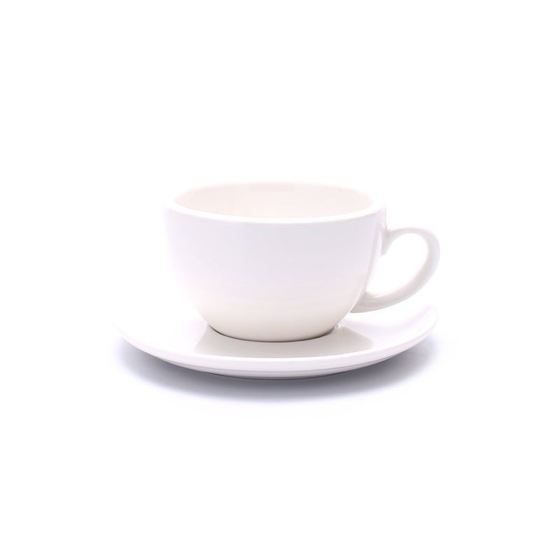 Coffeezone Porcelain Speciality Coffee Cup and Saucer Small Cappuccino and Double Espresso New Bone China for Coffee Shop and Barista Glossy White 5 oz