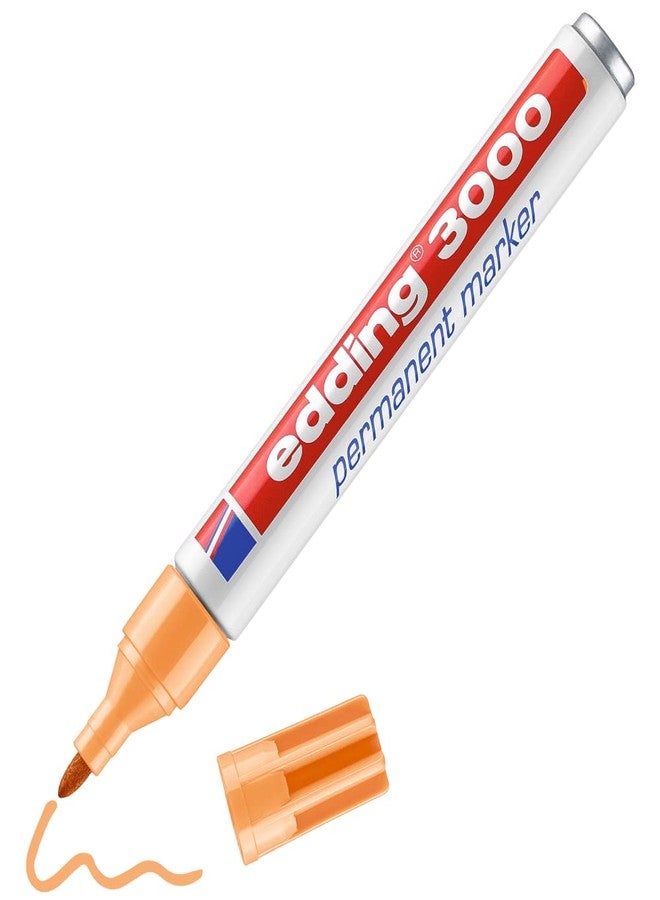 edding 3000 permanent marker - light orange - 1 pen - round nib 1.5-3 mm - quick-drying permanent markers - waterproof, smudge-proof - for cardboard, plastic, wood, metal, fabric - marker pens - Image 1