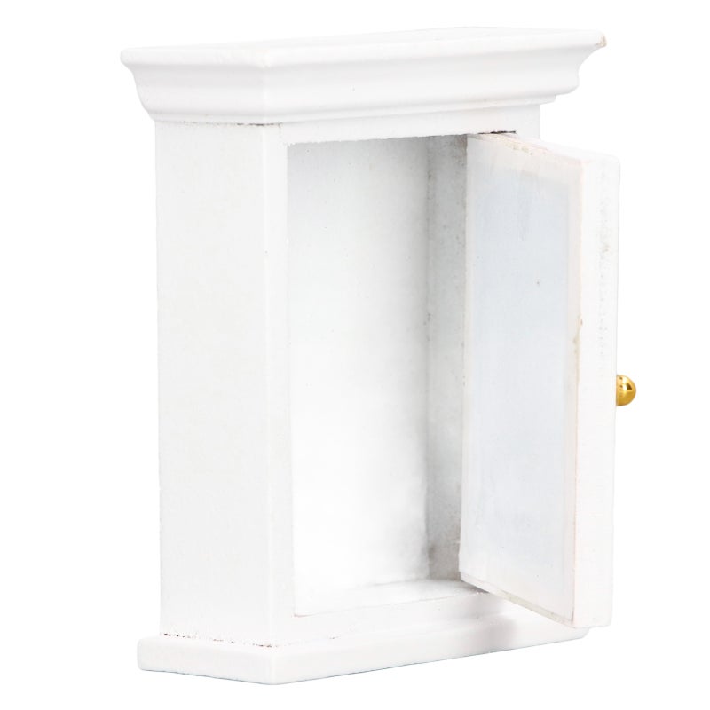 Dollhouse White Mirror Cabinet Miniature Mirrored White Cabinet Mini Bathroom Furniture for 1:12 Doll House - Image 4