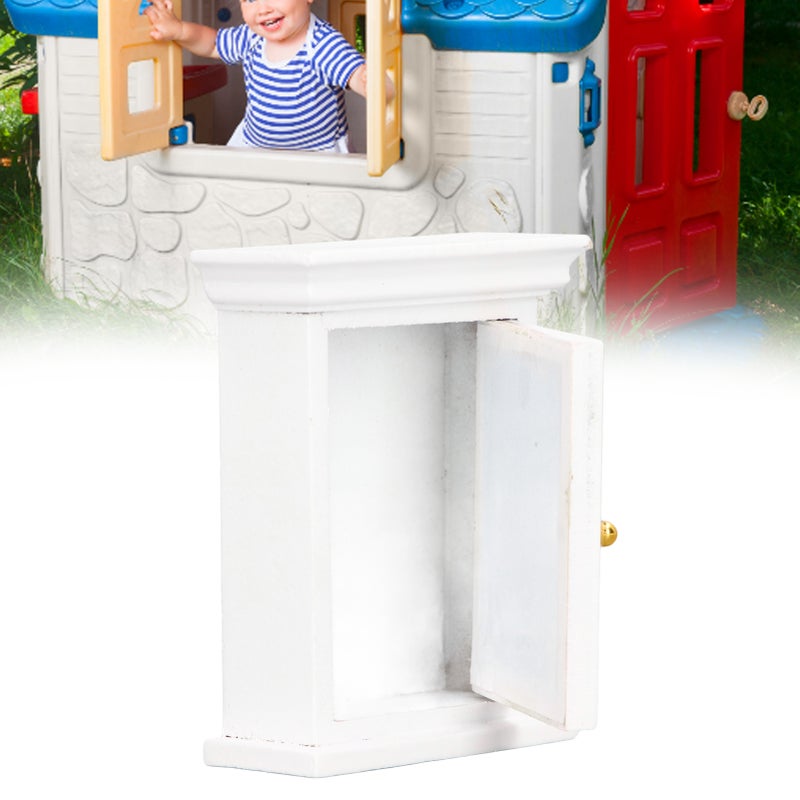 Dollhouse White Mirror Cabinet Miniature Mirrored White Cabinet Mini Bathroom Furniture for 1:12 Doll House - Image 3