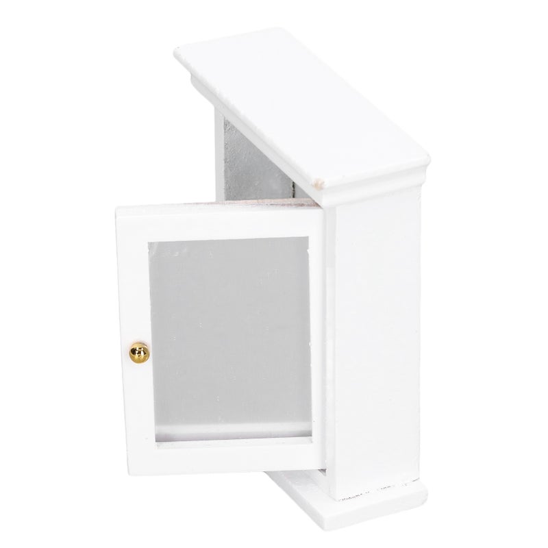 Dollhouse White Mirror Cabinet Miniature Mirrored White Cabinet Mini Bathroom Furniture for 1:12 Doll House - Image 2
