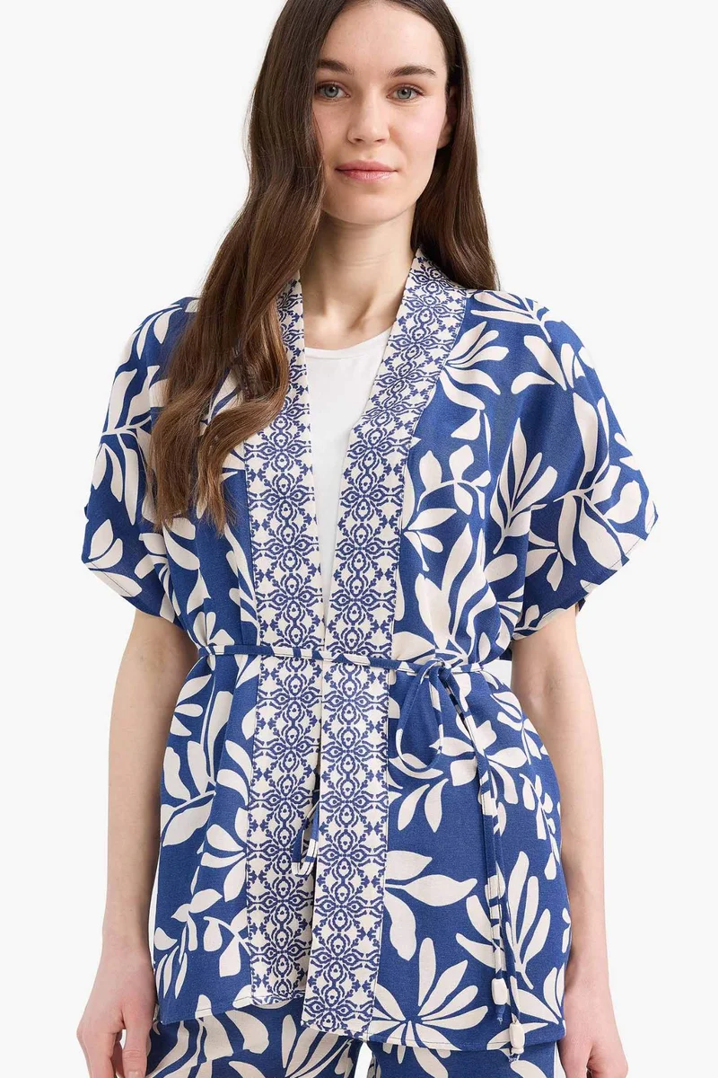 ديفاكتو Regular Fit Linen Blended Short Sleeve Shirt