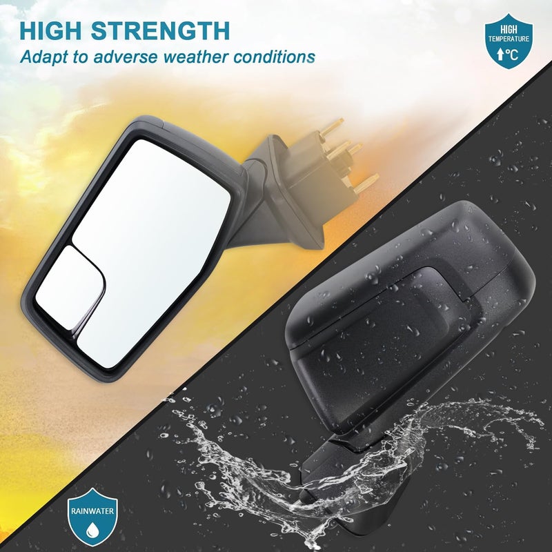 Lqito Left Driver Side Mirror Compatible With 2019 2020 2021 2022 2023 2024 2025 GMC Sierra 1500 With Manual Folding Power Glass Heated Matte Black Replace#84732161,84309731(5Pins) - Image 4