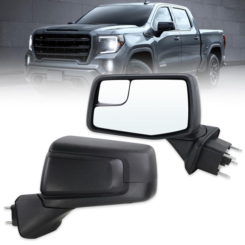 Lqito Left Driver Side Mirror Compatible With 2019 2020 2021 2022 2023 2024 2025 GMC Sierra 1500 With Manual Folding Power Glass Heated Matte Black Replace#84732161,84309731(5Pins) - Image 1