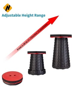 HuHa Upgraded-Portable Collapsible Folding Stool, Retractable Telescoping Foldable Camping Stool for Adults for Outdoor Fishing Hiking Gardening Travel BBQ Red.  - Image 5