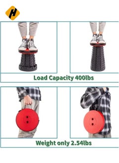 HuHa Upgraded-Portable Collapsible Folding Stool, Retractable Telescoping Foldable Camping Stool for Adults for Outdoor Fishing Hiking Gardening Travel BBQ Red.  - Image 4