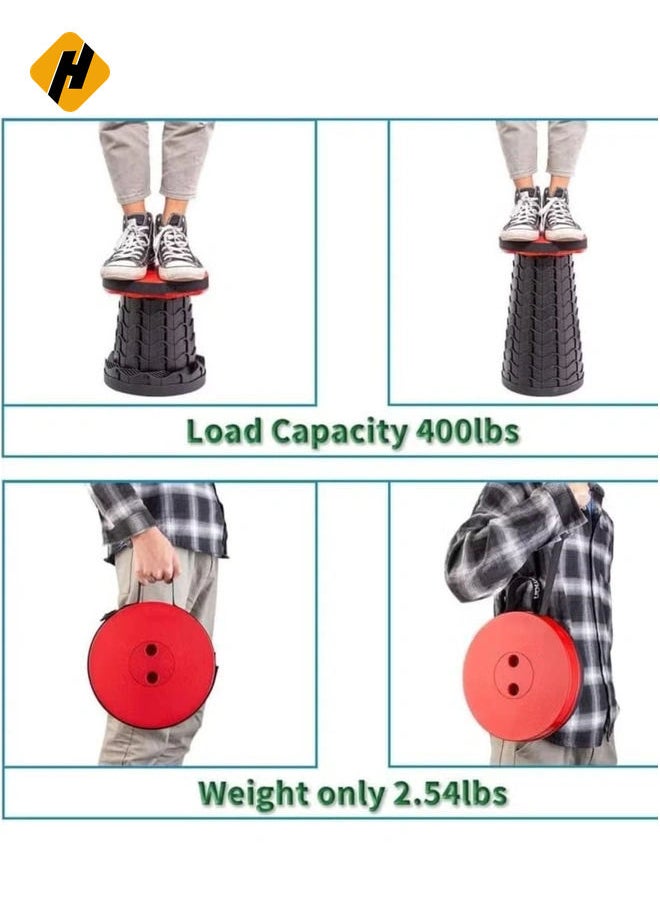 HuHa Upgraded-Portable Collapsible Folding Stool, Retractable Telescoping Foldable Camping Stool for Adults for Outdoor Fishing Hiking Gardening Travel BBQ Red.  - Image 4