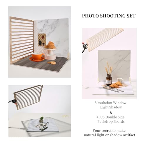 EOAJAFOU 4PCS Double Sided Backdrop Boards, 16x16 inch Waterproof Photo Backdrop with 4PCS Board Brackets, 2PCS Pane Brackets, 1PCS 16x16 inch Window Shadow Pane for Food, Jewelry Photo Shooting - Image 3
