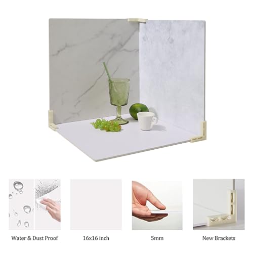 EOAJAFOU 4PCS Double Sided Backdrop Boards, 16x16 inch Waterproof Photo Backdrop with 4PCS Board Brackets, 2PCS Pane Brackets, 1PCS 16x16 inch Window Shadow Pane for Food, Jewelry Photo Shooting - Image 5