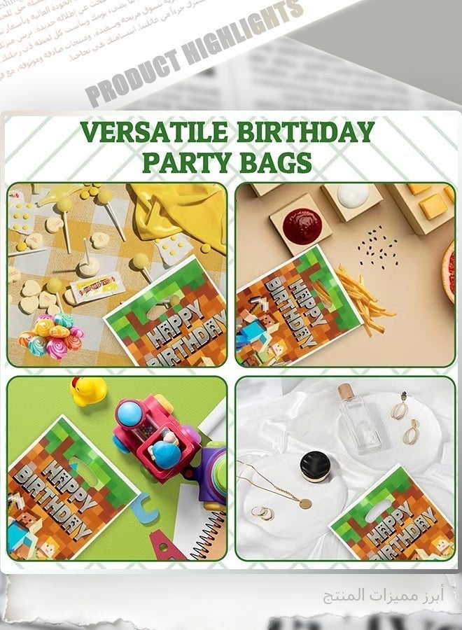 MINECRAFT 30PCS Minecraft Themed Happy Birthday Paper Bags - 17x25cm Game Style Party Favor Bags, Goody Bags for Kids Birthday Party Decorations & Treats - Image 3