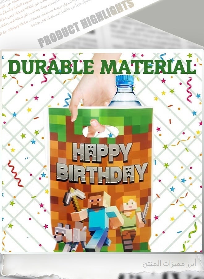 MINECRAFT 30PCS Minecraft Themed Happy Birthday Paper Bags - 17x25cm Game Style Party Favor Bags, Goody Bags for Kids Birthday Party Decorations & Treats - Image 4