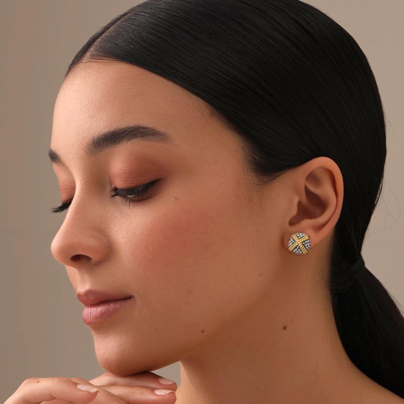 LeCalla 925 Sterling Silver Caviar Stud Knot Earrings Lightweight Two-Tone Caviar Beaded Love-Knot Stud Earring for Women - 12mm - Image 2