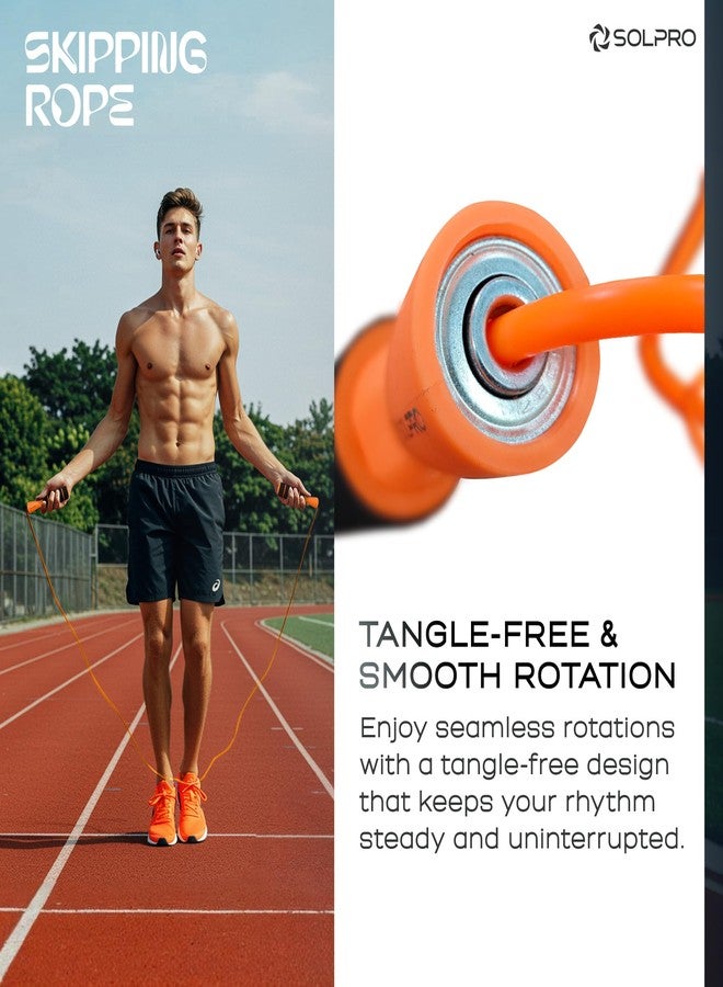 Solpro FoamFly Adjustable Jump Rope Skipping Rope with soft foam handle for men, women, kids, fitness, exercise | Unisex, Tangle-Free, Sweat-Resistant, Ideal for gym & cardio. (Orange) - Image 5