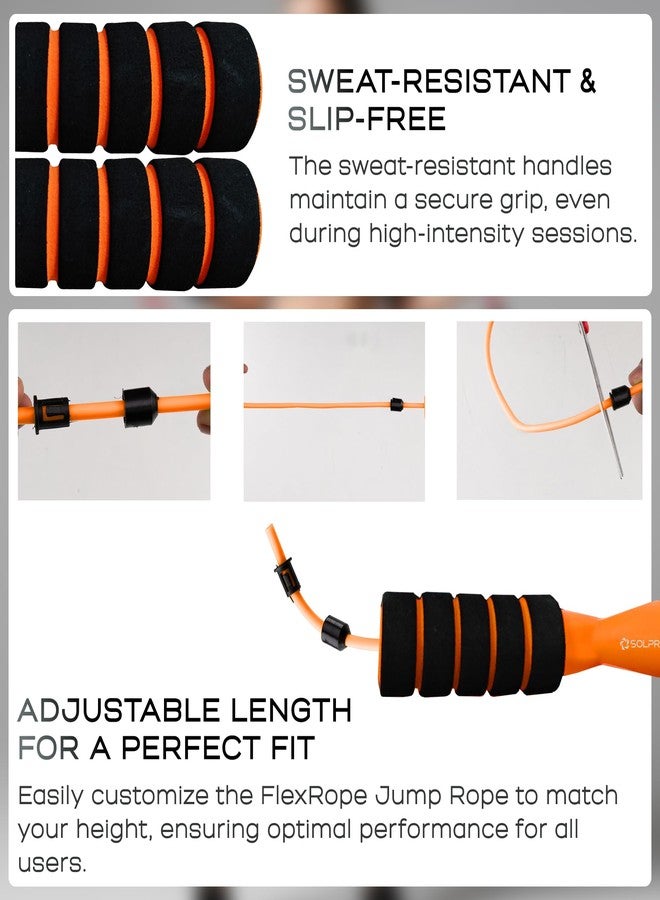 Solpro FoamFly Adjustable Jump Rope Skipping Rope with soft foam handle for men, women, kids, fitness, exercise | Unisex, Tangle-Free, Sweat-Resistant, Ideal for gym & cardio. (Orange) - Image 4