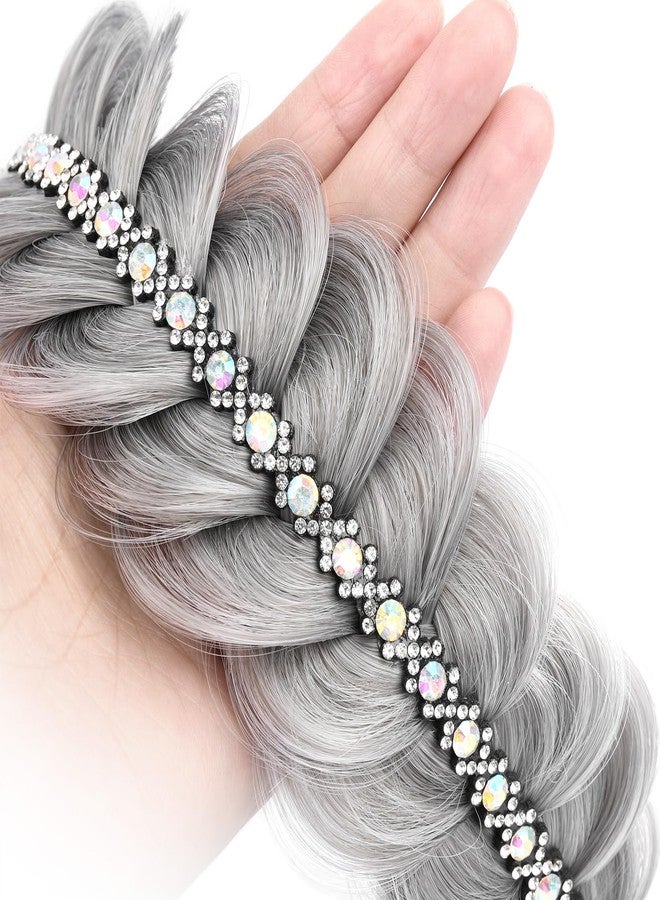 DIGUAN Wide Braid with Teeth Synthetic Hair Braided Headband Hairpiece for Women for Christmas (Smoky Gray-2 inches, Wide) - Image 2