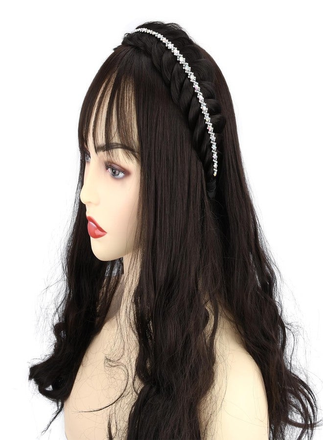 DIGUAN Wide Braid with Teeth Synthetic Hair Braided Headband Hairpiece for Women for Christmas (Smoky Gray-2 inches, Wide) - Image 5