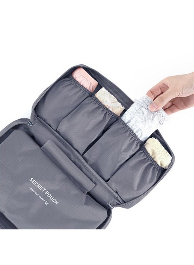 XiuWoo Portable Multi-Functional Socks Underwear Bra Organizer Case Travel Storage Bag Packing Cube Cosmetic Bag (Gray) - Image 3