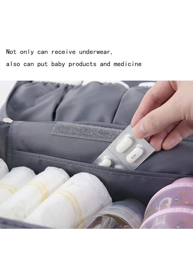 XiuWoo Portable Multi-Functional Socks Underwear Bra Organizer Case Travel Storage Bag Packing Cube Cosmetic Bag (Gray) - Image 4